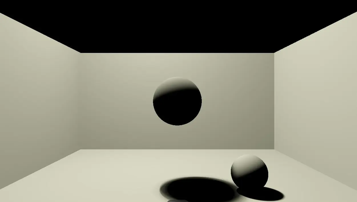 An image showing a sphere in a plain environment, rendered using ray tracing