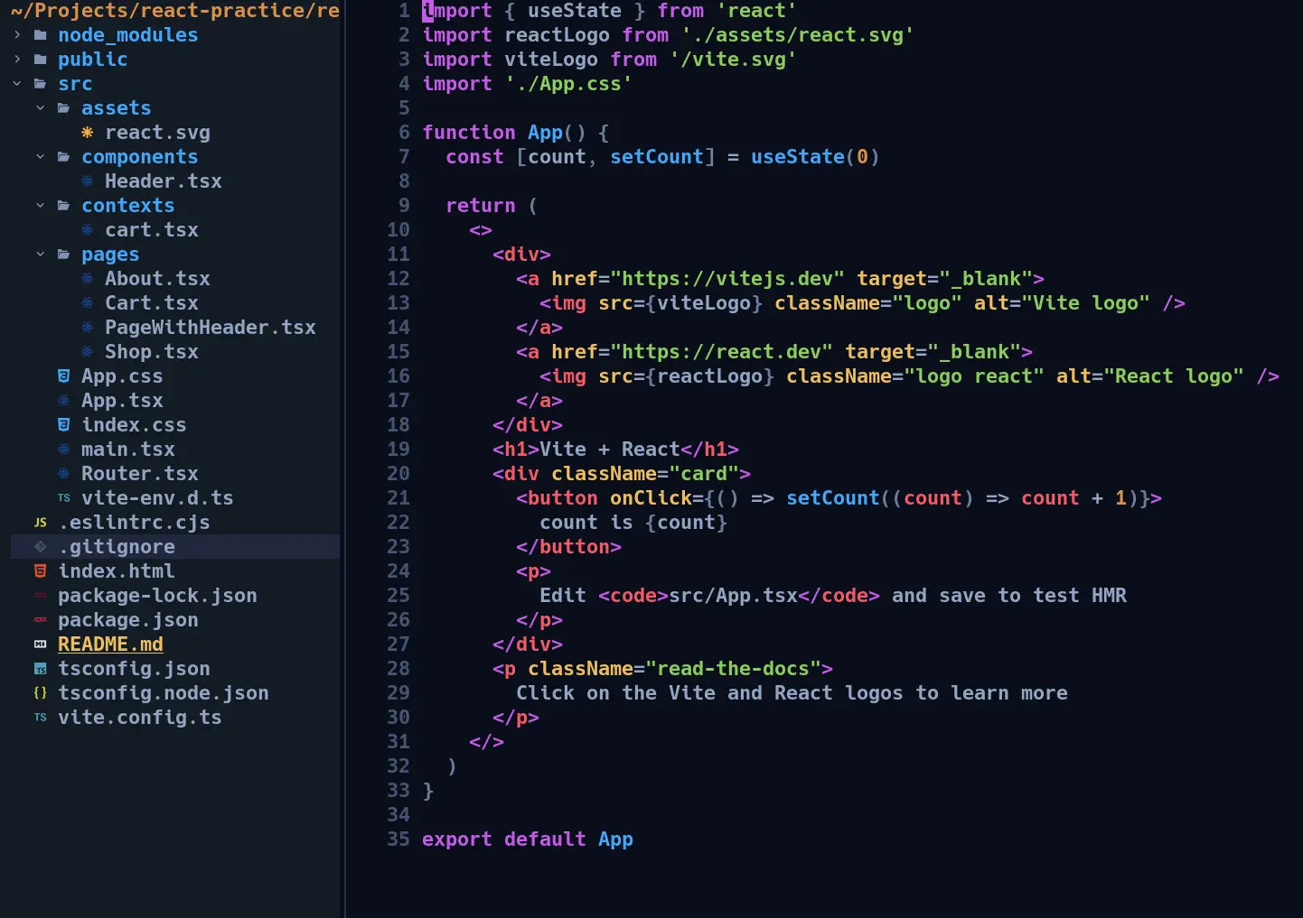 An image showing the correct project structure that results from running the previously mentioned mkdir and touch commands